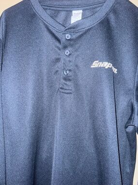 Snap-on Navy Short-Sleeve Henley with Logo